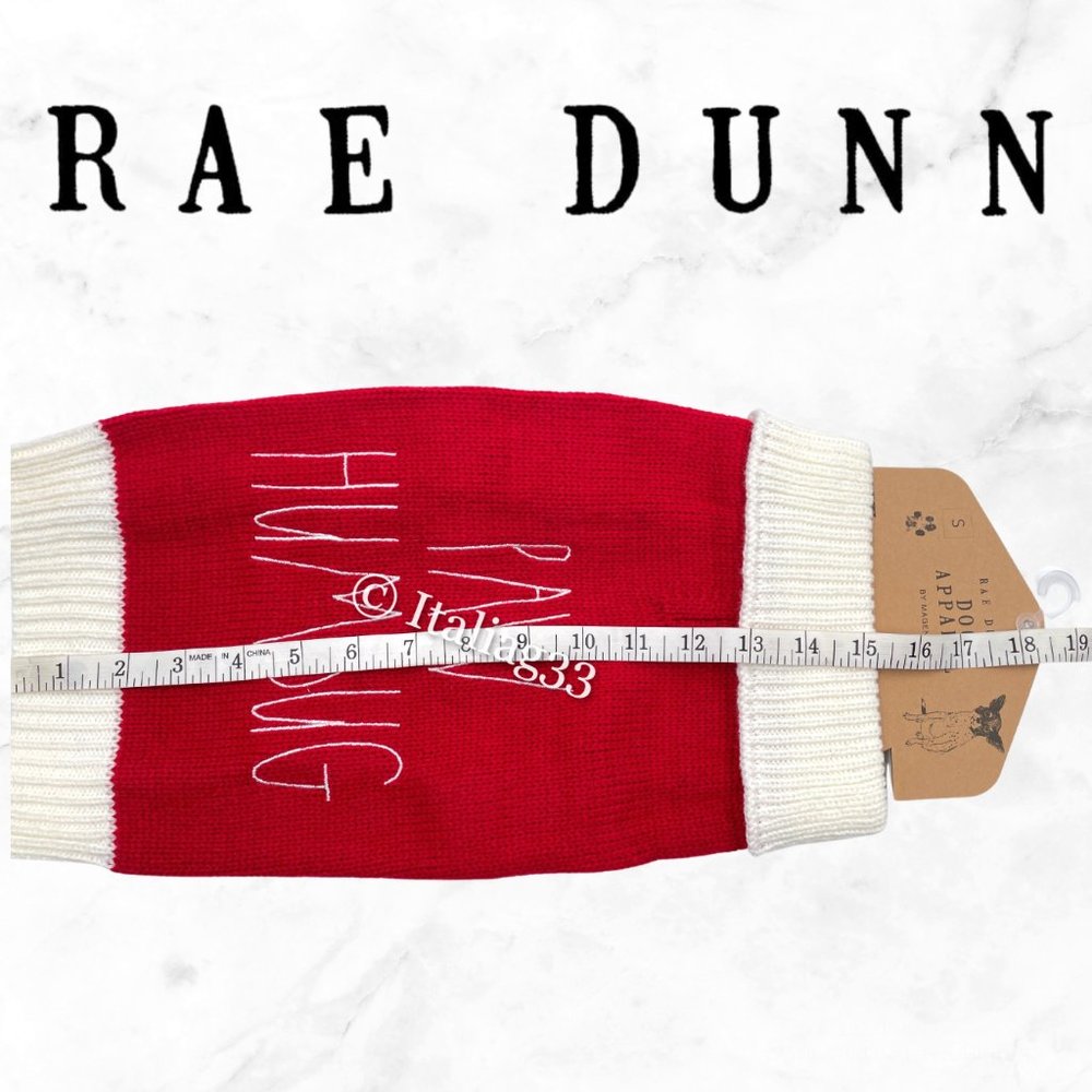 Rae Dunn Dog Sweater PAW HUMBUG Sz Small Winter Coat Clothing Red & Cream NEW - Picture 4 of 9